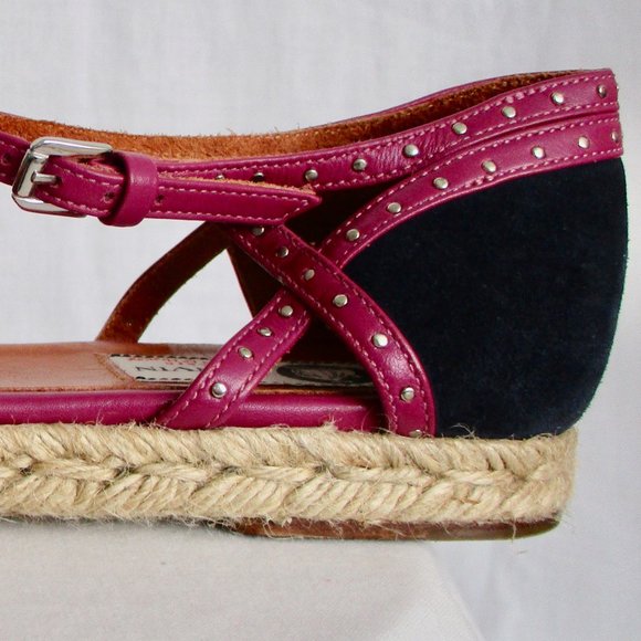 Lanvin Fuchsia and Black Suede Studded Espadrilles (Pre-owned) Size 39 EU / 9 US - Picture 9 of 16